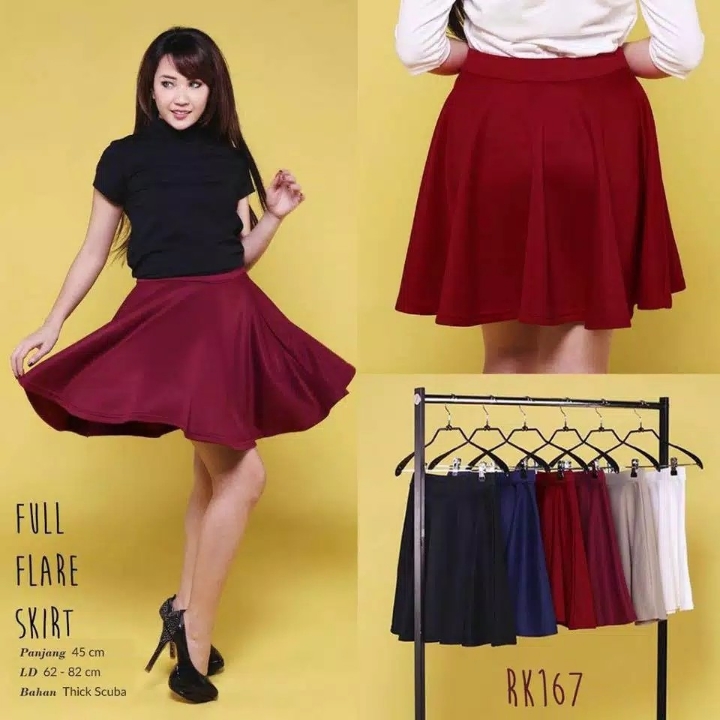 Full Flare Skirt Scuba Rok Bawahan Wanita Premium Quality 3