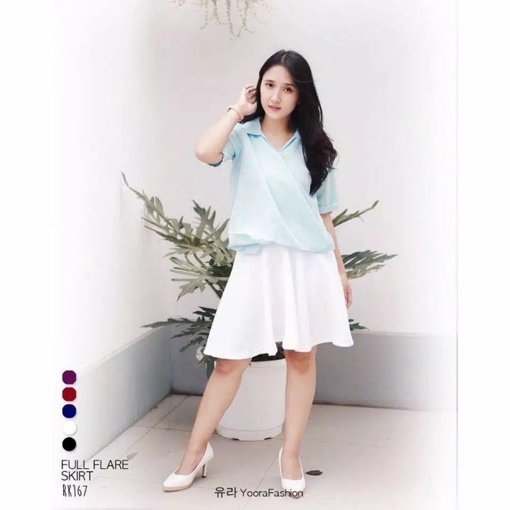 Full Flare Skirt Scuba Rok Bawahan Wanita Premium Quality 5
