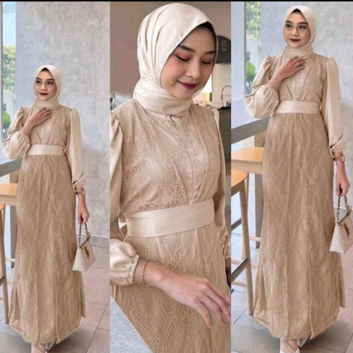 GAMIS SATIN KOMBINASI BROKAT BISA BAYAR DITEMPAT COD RP 110000 2