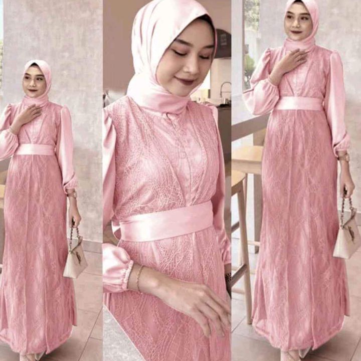 GAMIS SATIN KOMBINASI BROKAT BISA BAYAR DITEMPAT COD RP 110000 3