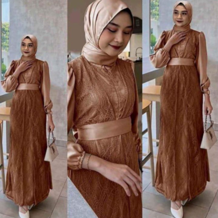 GAMIS SATIN KOMBINASI BROKAT BISA BAYAR DITEMPAT COD RP 110000 5