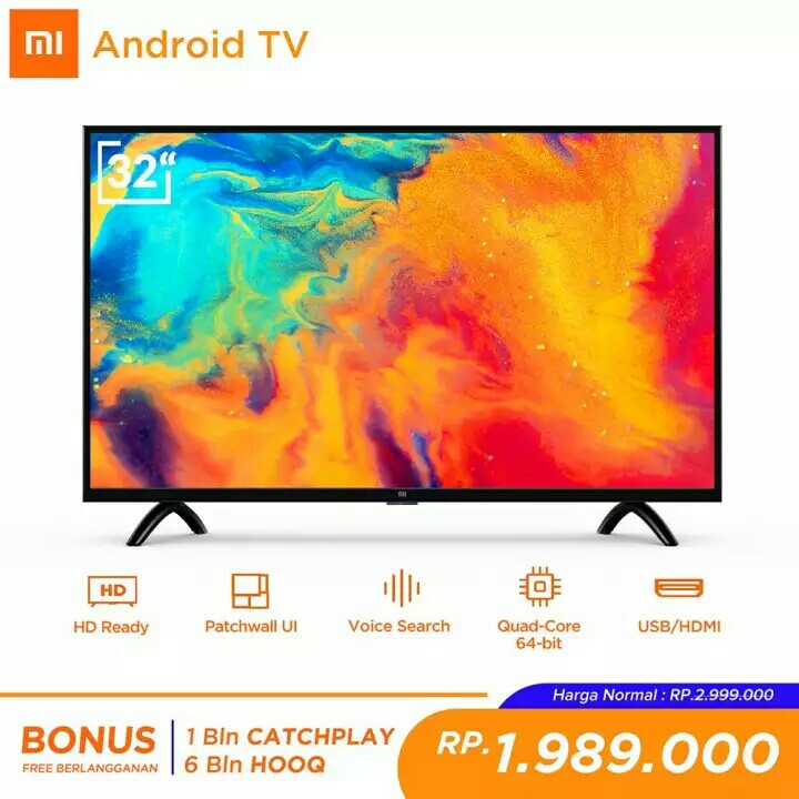 GRATIS ONGKIR Xiaomi MI LED TV 32 inch - Android Smart TV - PatchWal