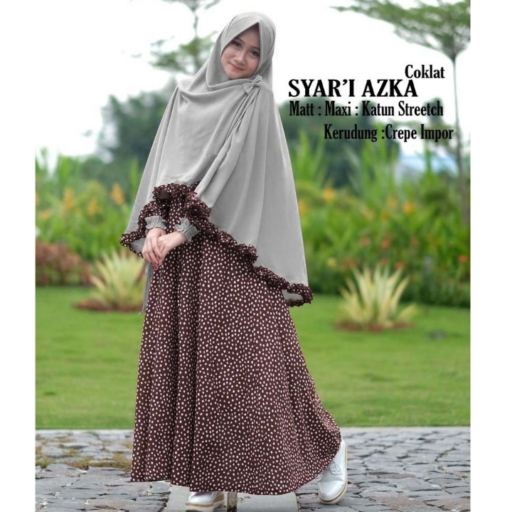 Gamid Syari Maxi Azka COKLAT Set