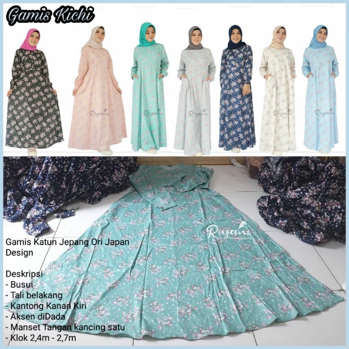 Gamis Kichi Bahan Katun Jepang Ori By Riyani 