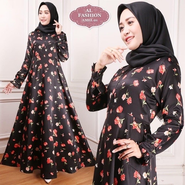 Gamis Maxi Amel01 Hitam Busana Muslimah