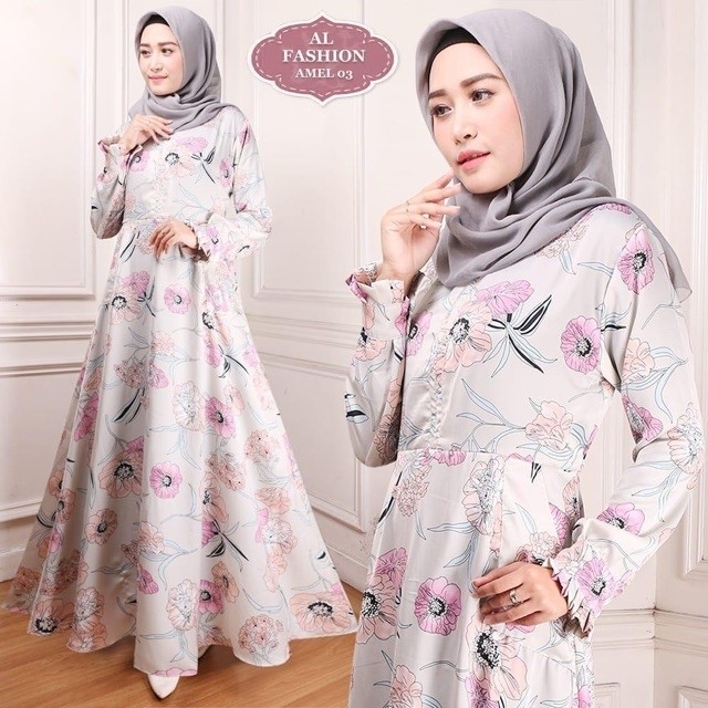 Gamis Maxi Amel03 Grey Busana Muslimah