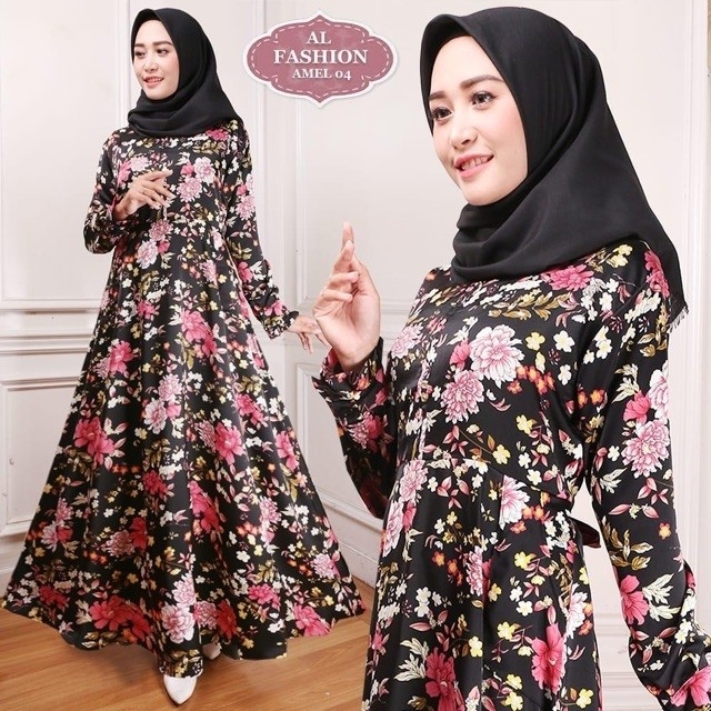 Gamis Maxi Amel04 Hitam Busana Muslimah