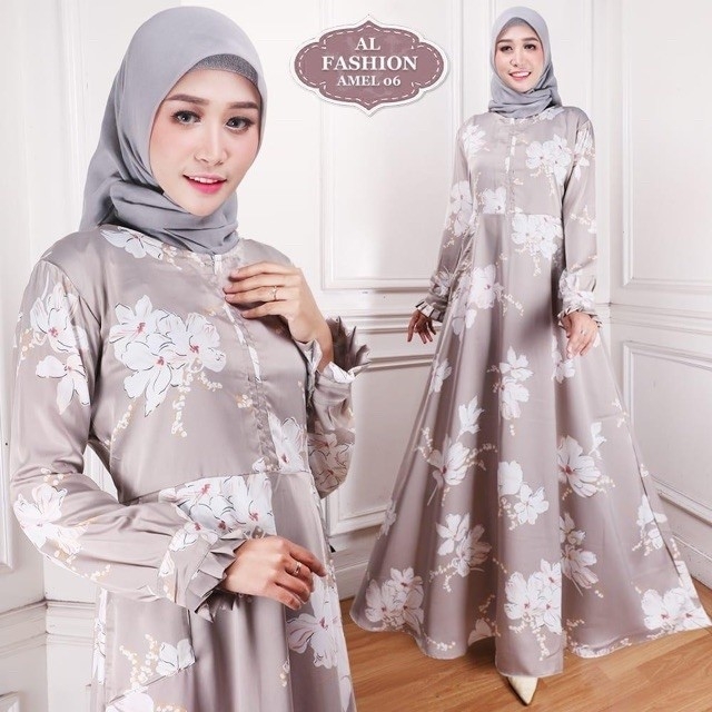 Gamis Maxi Amel06 Grey Busana Muslimah