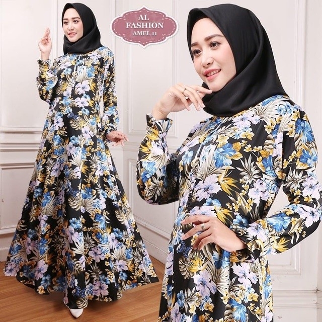 Gamis Maxi Amel11 Hitam Busana Muslimah