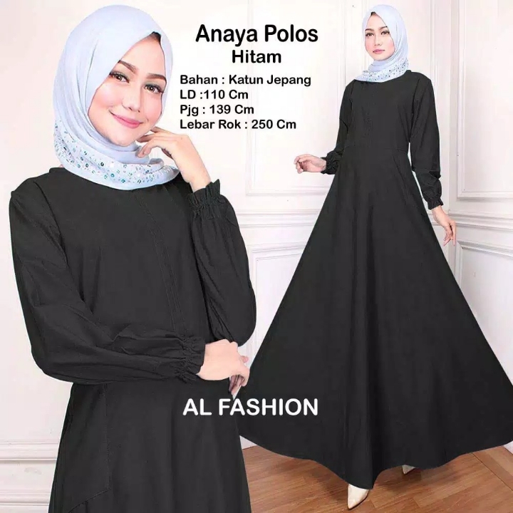 Gamis Maxi Anaya Polos HITAM