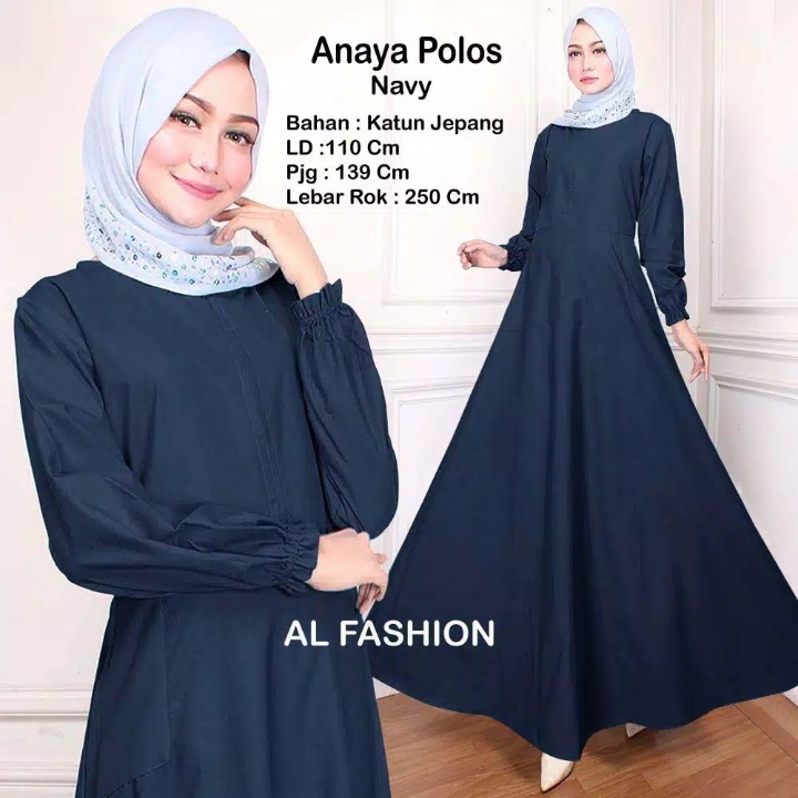 Gamis Maxi Anaya Polos NAVY