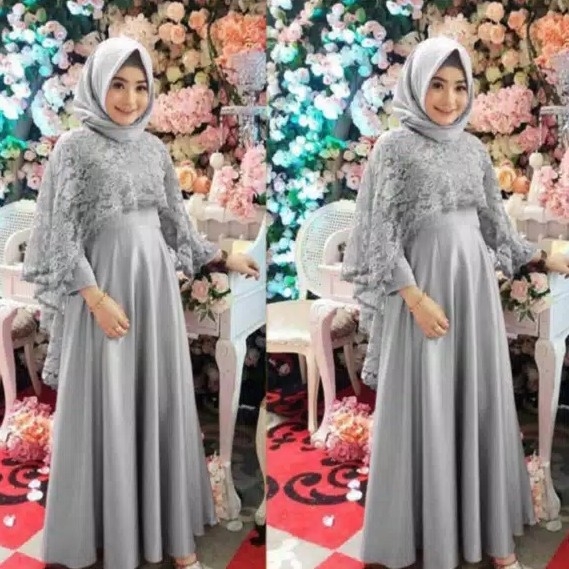 Gamis Maxi Brukat Tiarra - Grey