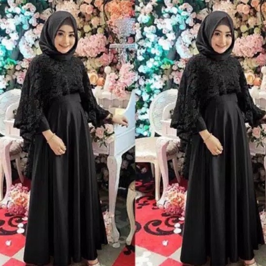 Gamis Maxi Brukat Tiarra - Hitam