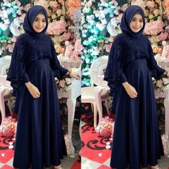 Gamis Maxi Brukat Tiarra - Navy