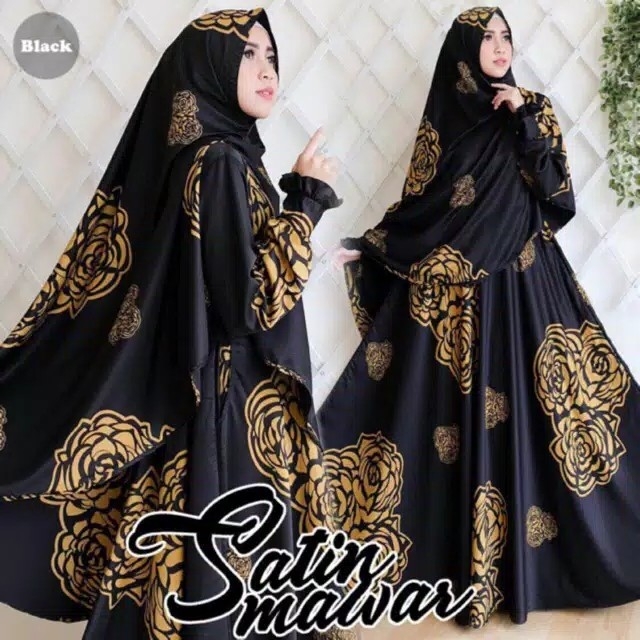 Gamis Maxi Set Khimar Mawar Maxmara HITAM