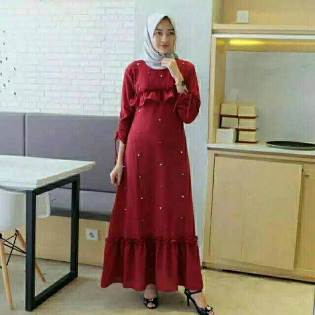 Gamis Mutiara Maroon