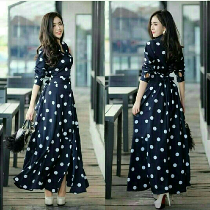 Gamis Polka Navy