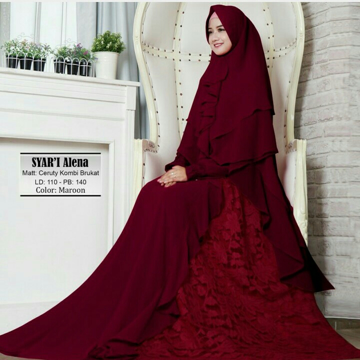 Gamis Syari Alena Maroon