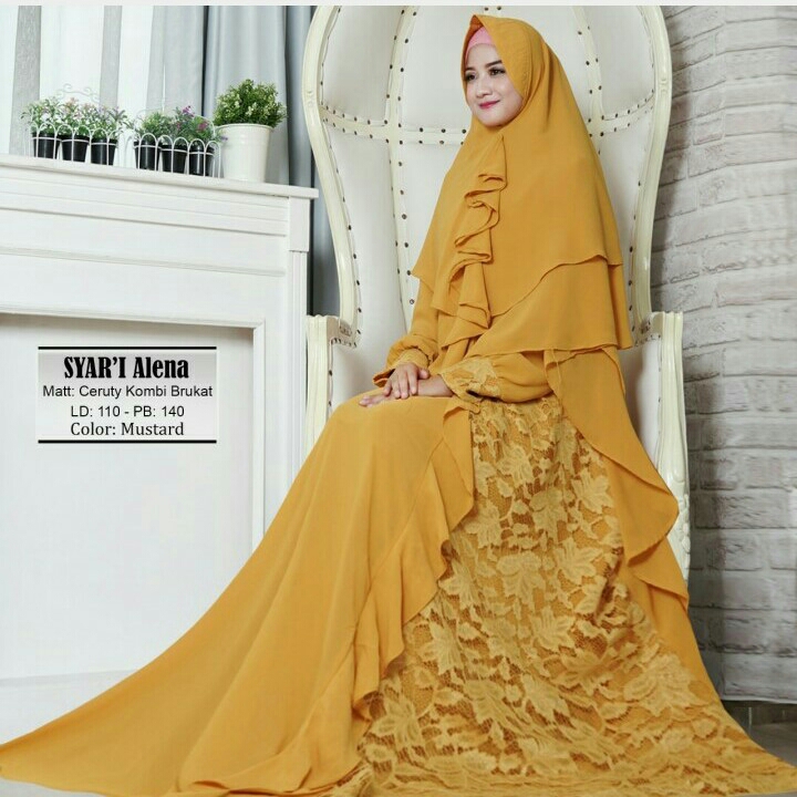 Gamis Syari Alena Mustard