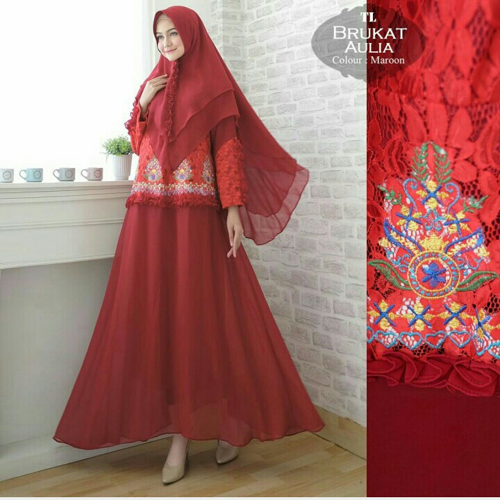 Gamis Syari Aulia Maroon