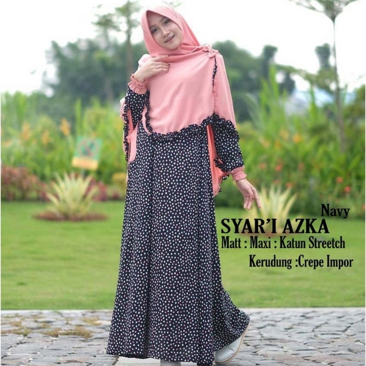 Gamis Syari Azka Maxi NAVY Set