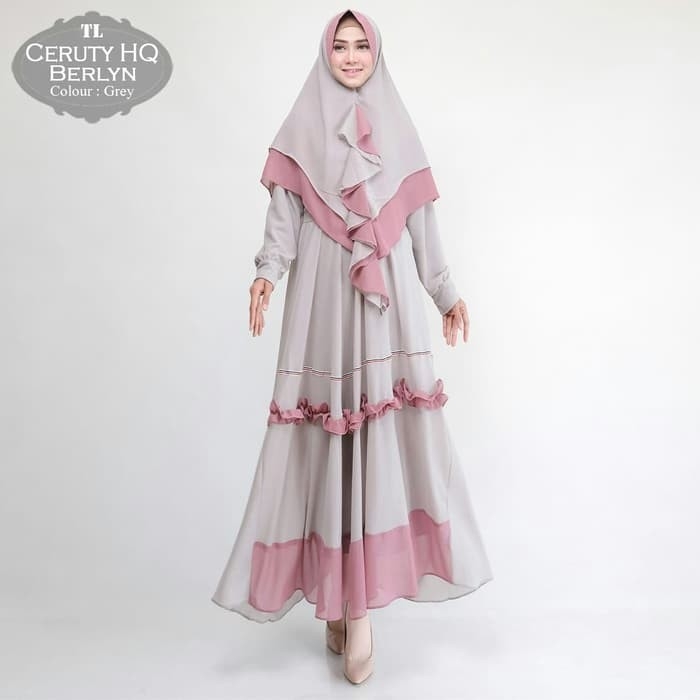 Gamis Syari Berlin Ceruty GREY Premium