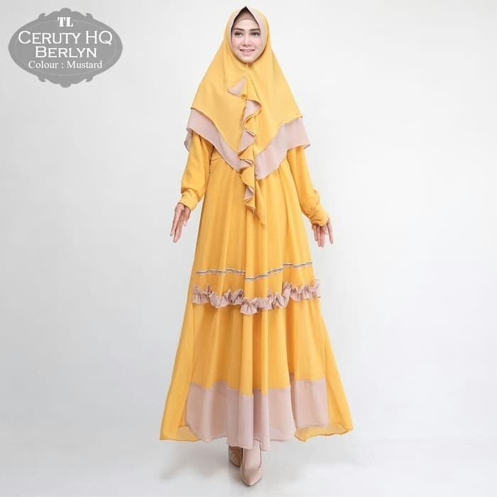 Gamis Syari Berlin Cetury MUSTARD Premium