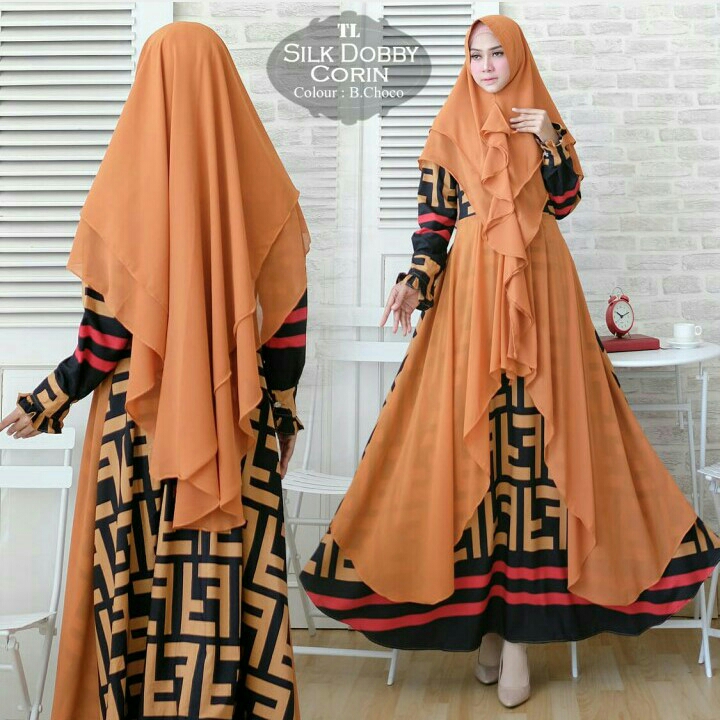 Gamis Syari Corin Black Choco