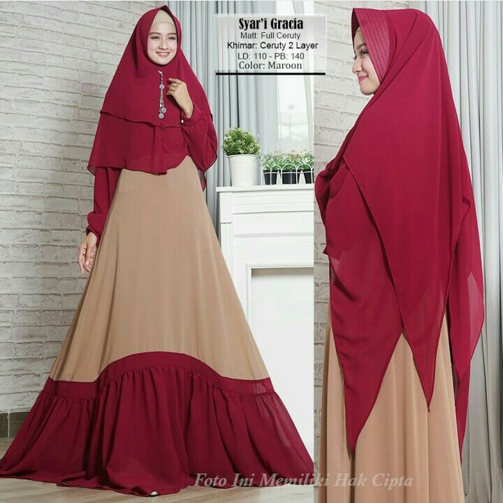 Gamis Syari Gracia Maroon