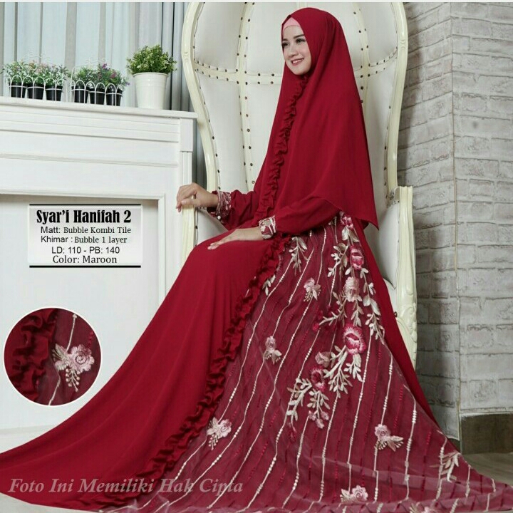 Gamis Syari Hanifah Maroon