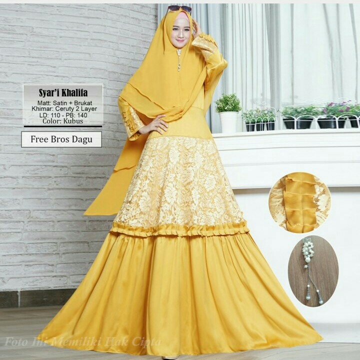 Gamis Syari Khalifa Yellow