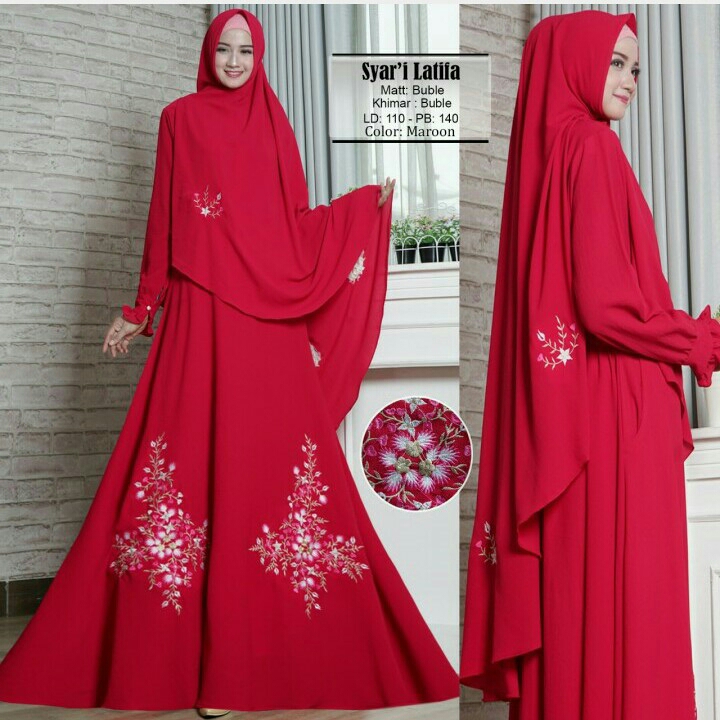 Gamis Syari Latifa Maroon