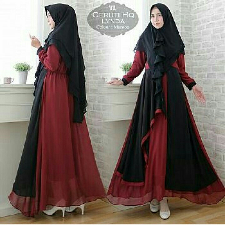 Gamis Syari Lynda Maroon