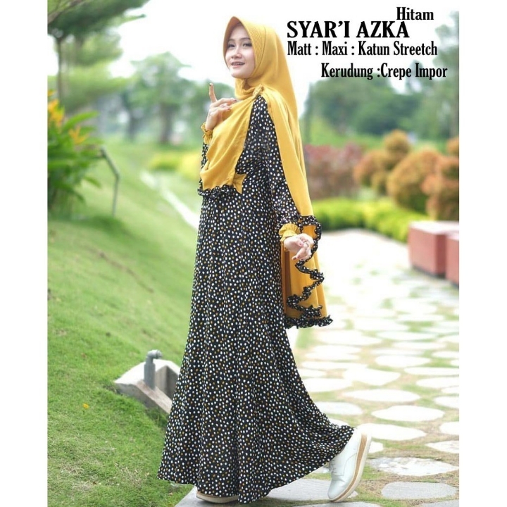 Gamis Syari Maxi Azka HITAM Set