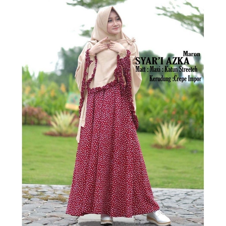 Gamis Syari Maxi Azka MAROON Set