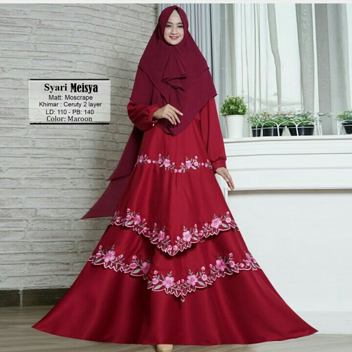 Gamis Syari Meisya Maroon