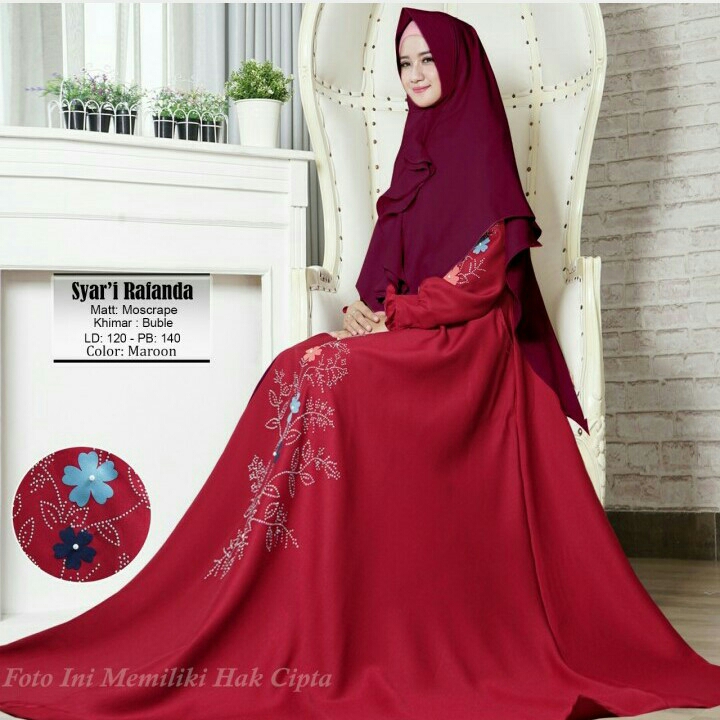 Gamis Syari Rafanda Maroon