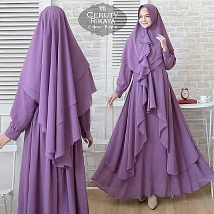 Gamis Syari Rikaya 2in1 UNGU Premium