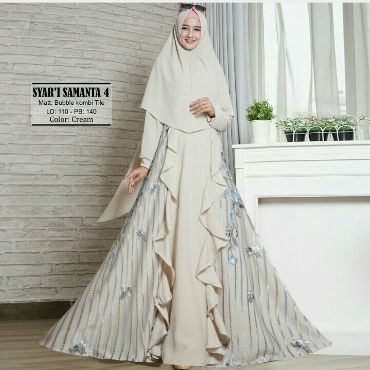 Gamis Syari Samanta Cream