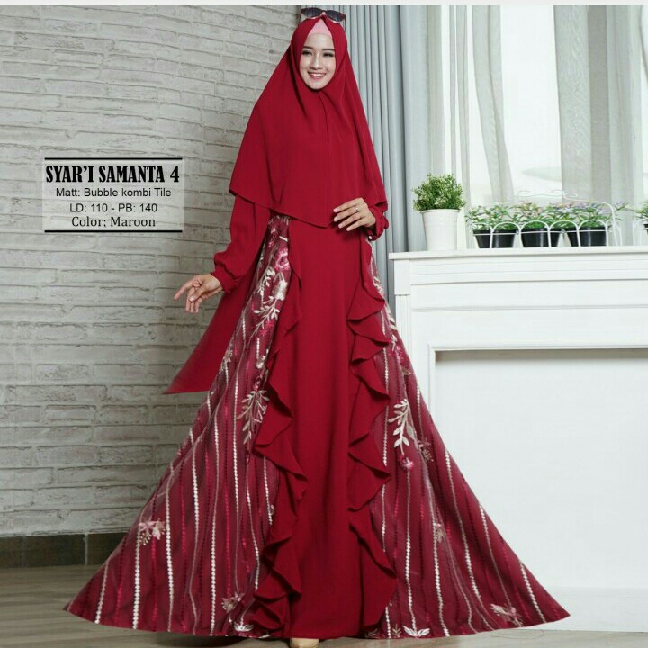 Gamis Syari Samanta Maroon