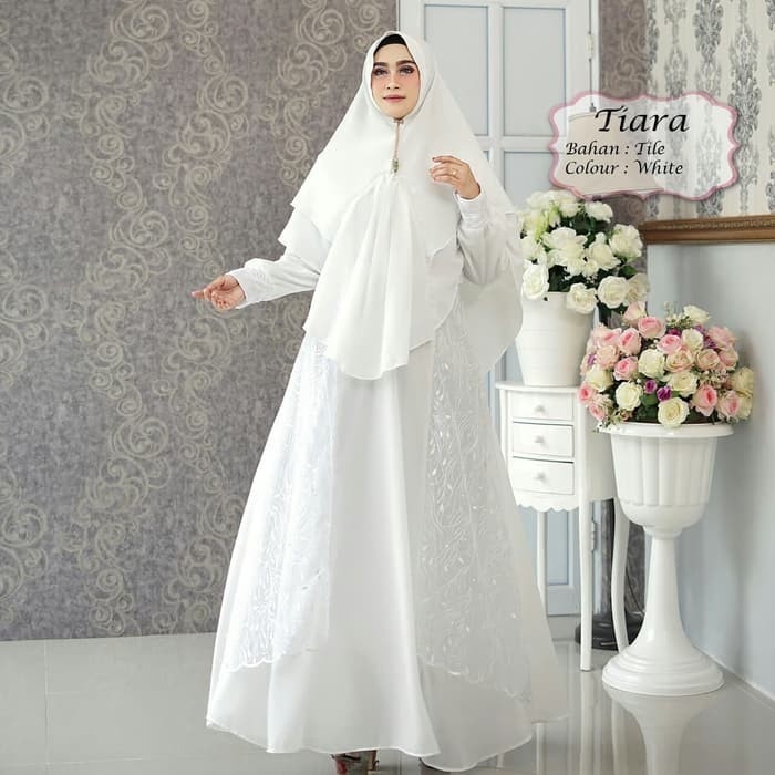 Gamis Syari Tiara 2in1 PUTIH Premium