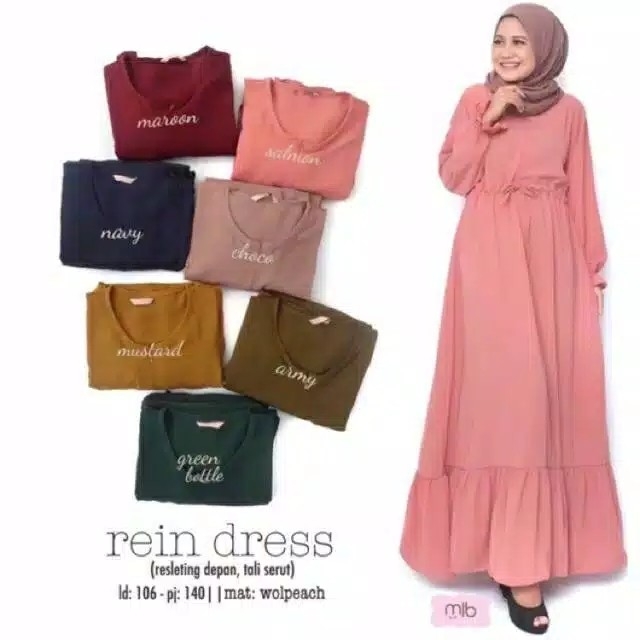 Gamis cantik REIN REINN DRESS gamis Wolfis Polos Rempel Bawah 2