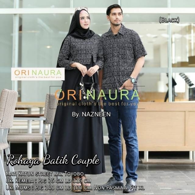 Gamis plus kemeja rohaya batik couple ori naura material  3