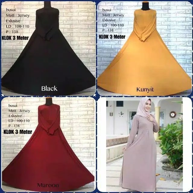 Gamis polos Jersey dress polos jersey XL tebalbusui gamis payung Jerse