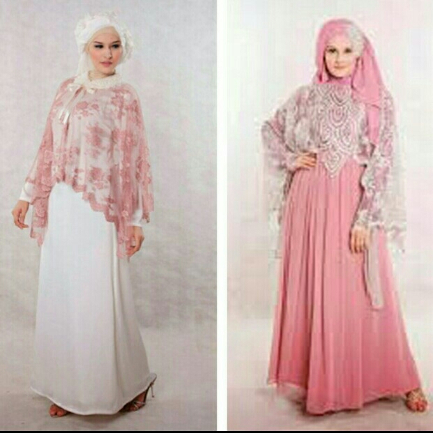 Gaun Satin dan Jilbab Berpayet