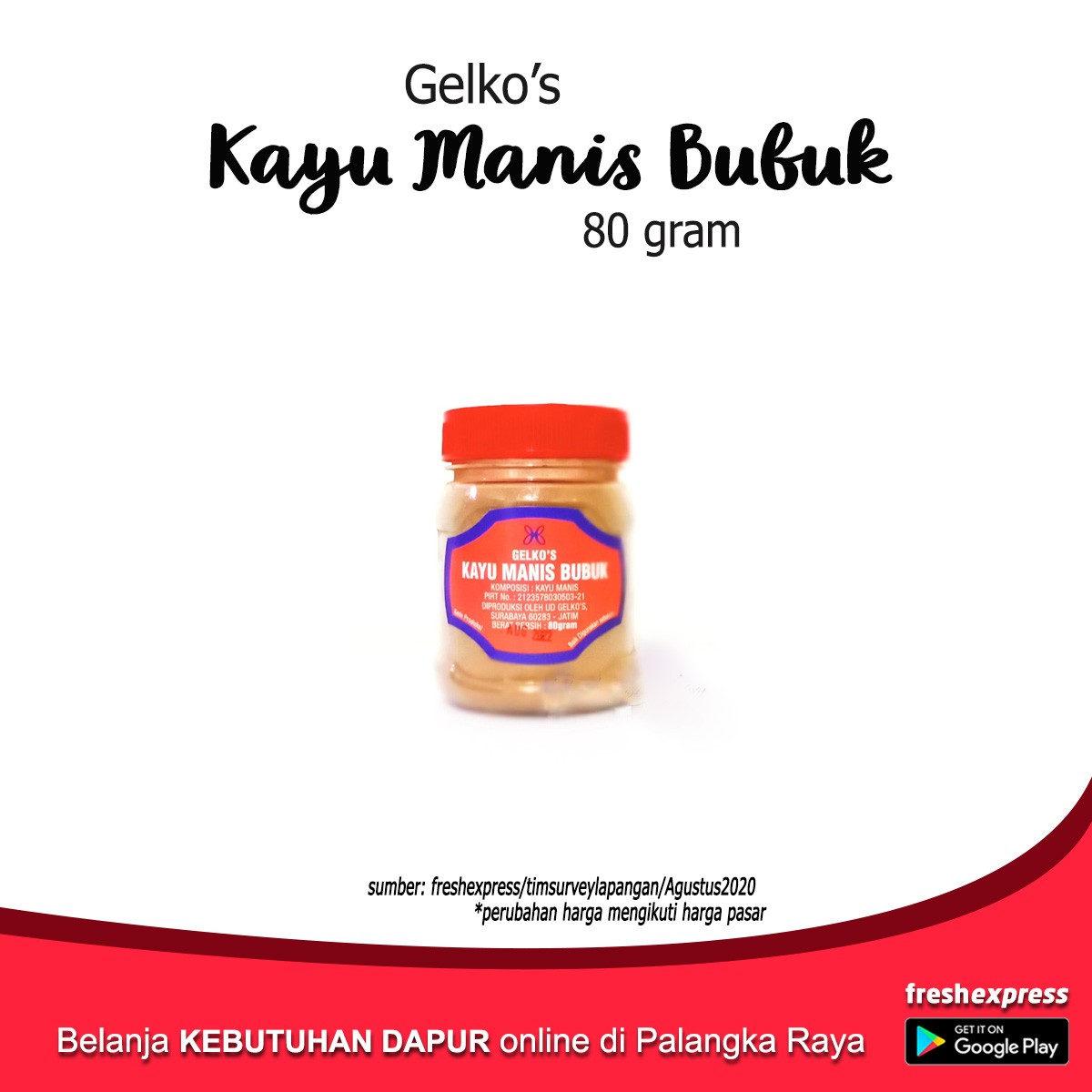 Gelkos Kayu Manis Bubuk 80 Gram