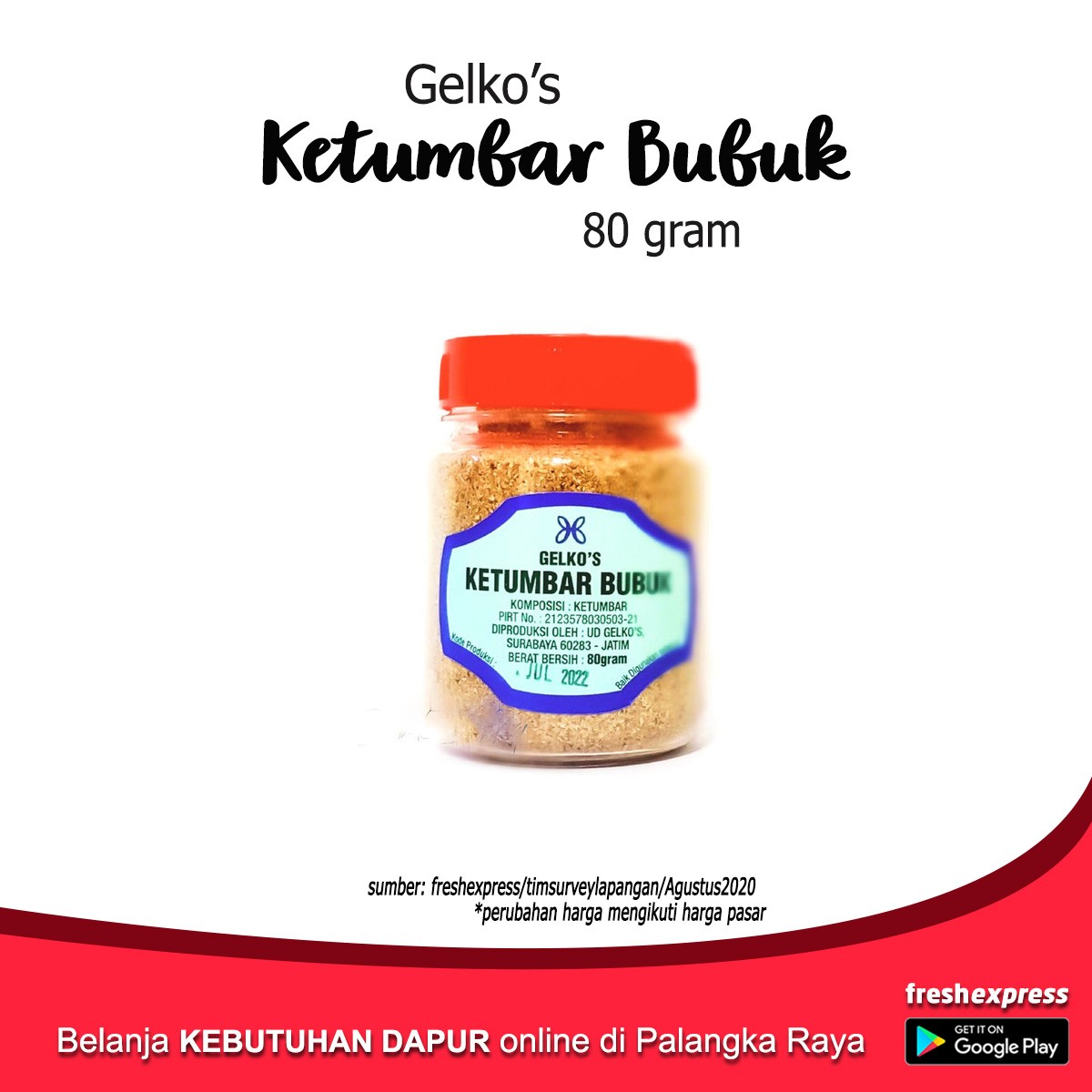 Gelkos Ketumbar Bubuk 80 Gram