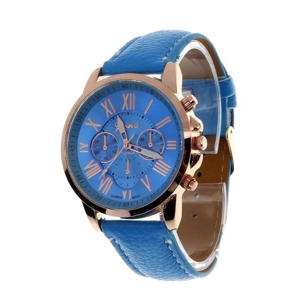 Geneva Fashion Leather Jam Tangan Wanita Biru Muda