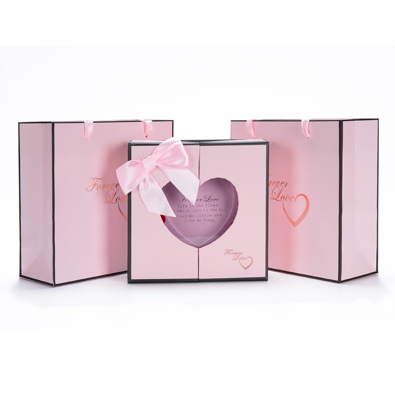 Gift packing box logo rigid pink 