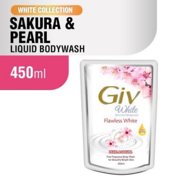 Giv White Body Wash White Sakura  Pearl 450ml